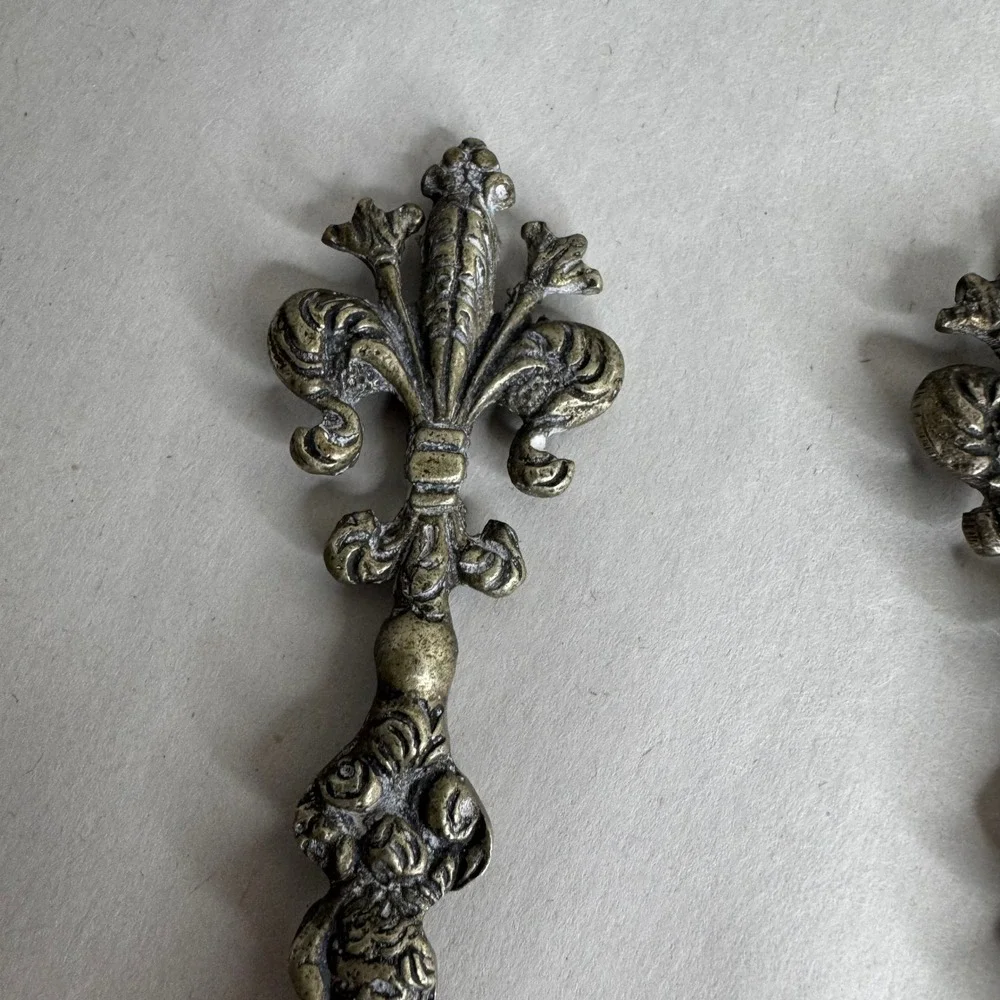 Vintage Italian Cherub Salad Servers Set Ornate Putti Fleur De‎ Lis Italy